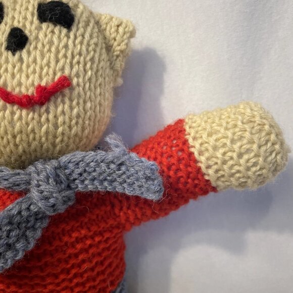 Estate Sale Find Vintage 14" Crocheted Stuffed Animal Red White Blue with Scarf - Picture 9 of 12